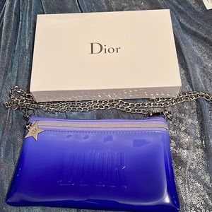 NEW DIOR Ombré Blue Gloss Faux Patent Limited Edition Crossbody Bag